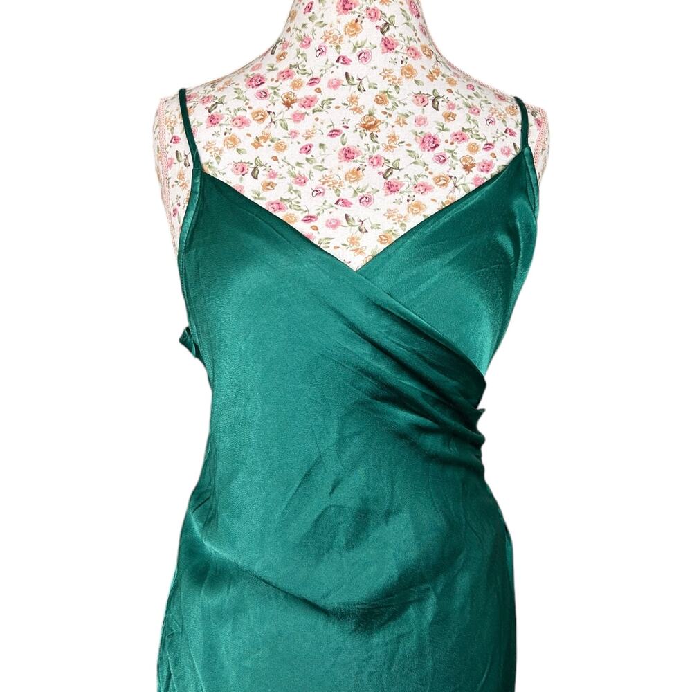 Anthropologie Emerald Green Satin Maxi Slip Dress - Picture 5 of 6